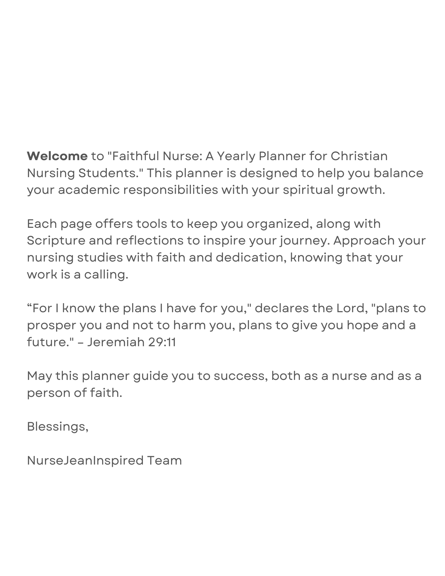 FaithFul Nurse: Physical Planner